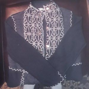 Winter Silks Women's S Medium Blue Nordic Fair Isle Cotton Shell Silk Lining